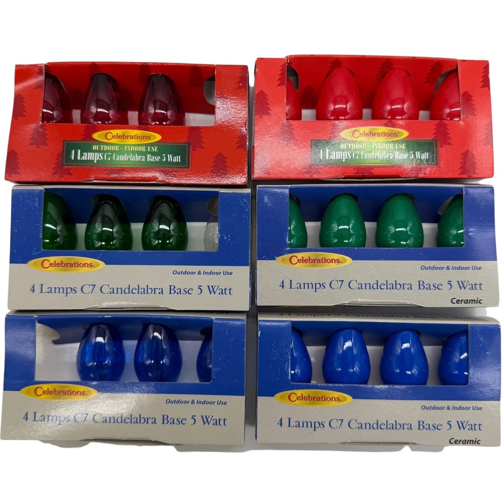 Celebrations C7 Candelabra‎ Base 5 Watt Replacement Bulbs 6 Packs Mixed Used